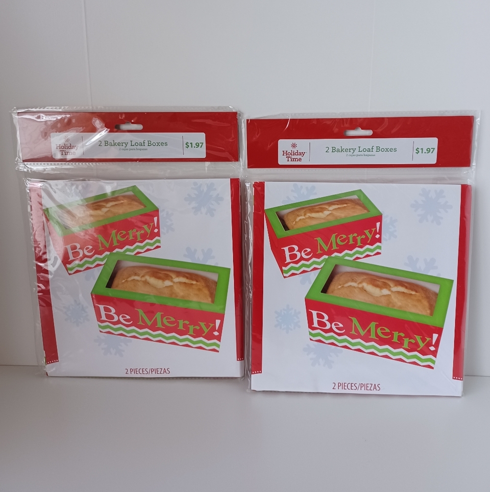 New Holiday Time Christmas Four Bakery Loaf Boxes Baking Seasonal